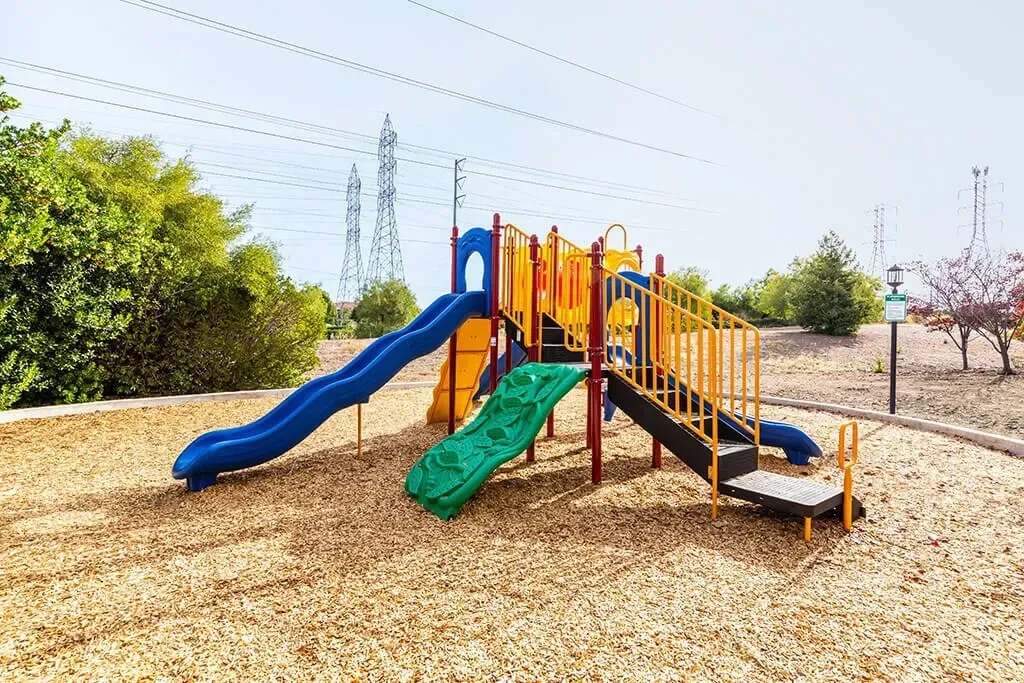 Playground with slides and climbing wall