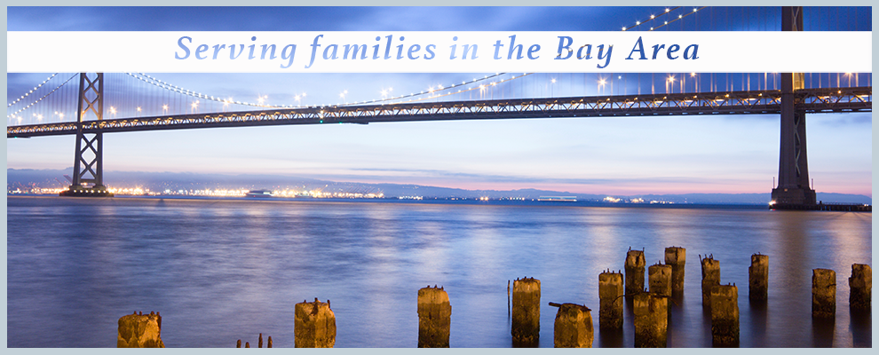 Serving Families in the Bay County text over image of the ocean