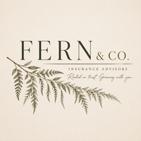 Fern & Co. logo with leafy branch illustration on a cream background