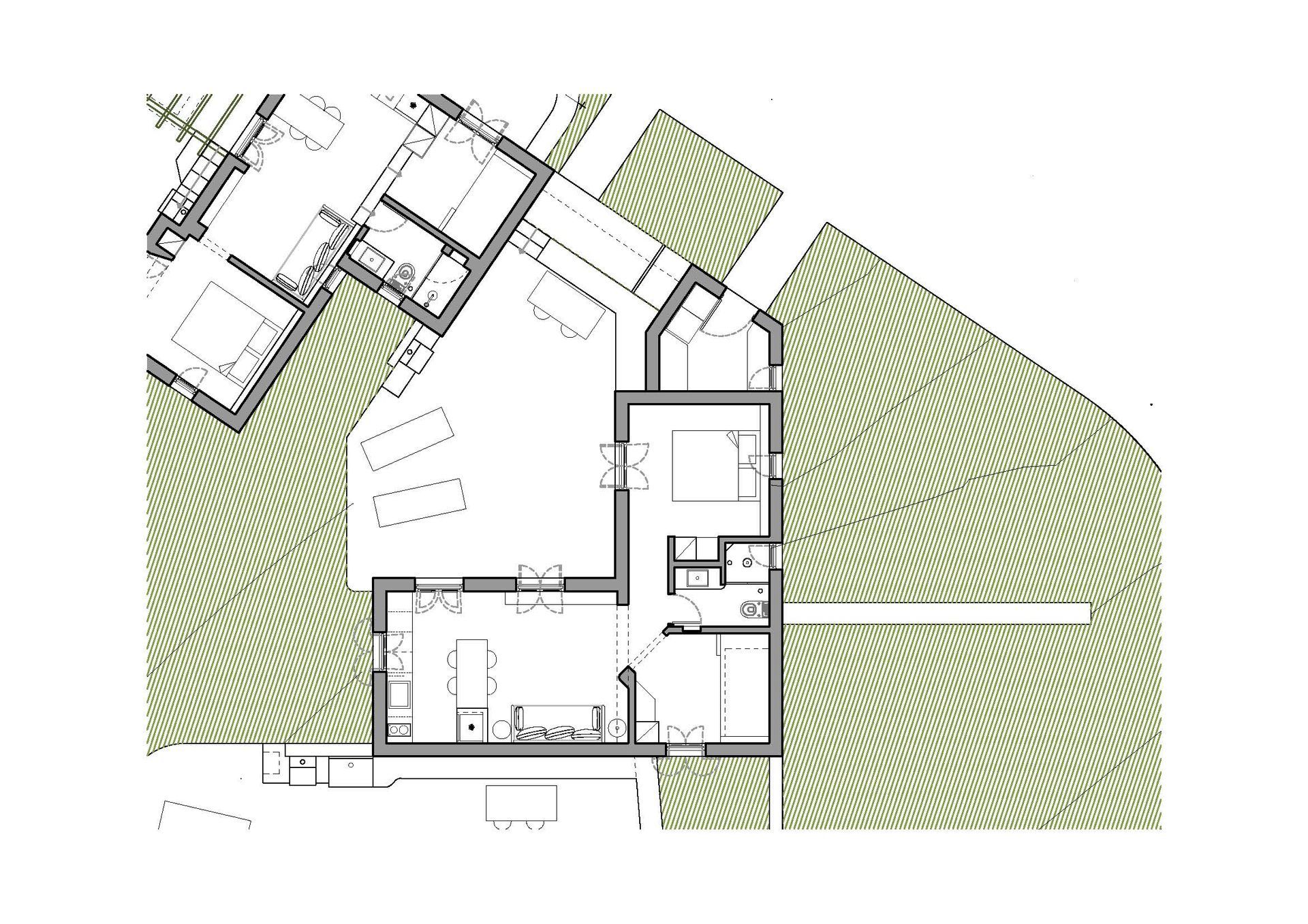 A black and white floor plan of a house.