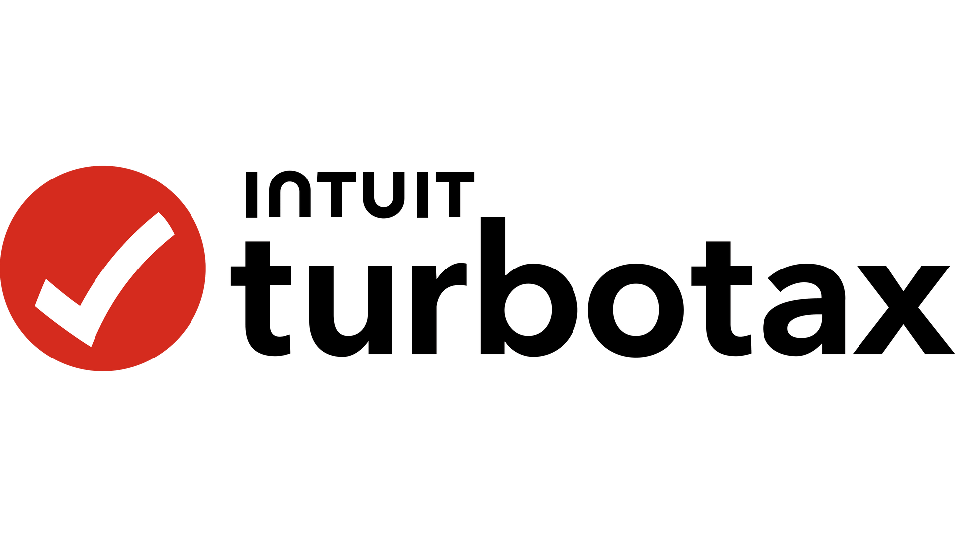 The logo for turbotax is a check mark in a red circle.