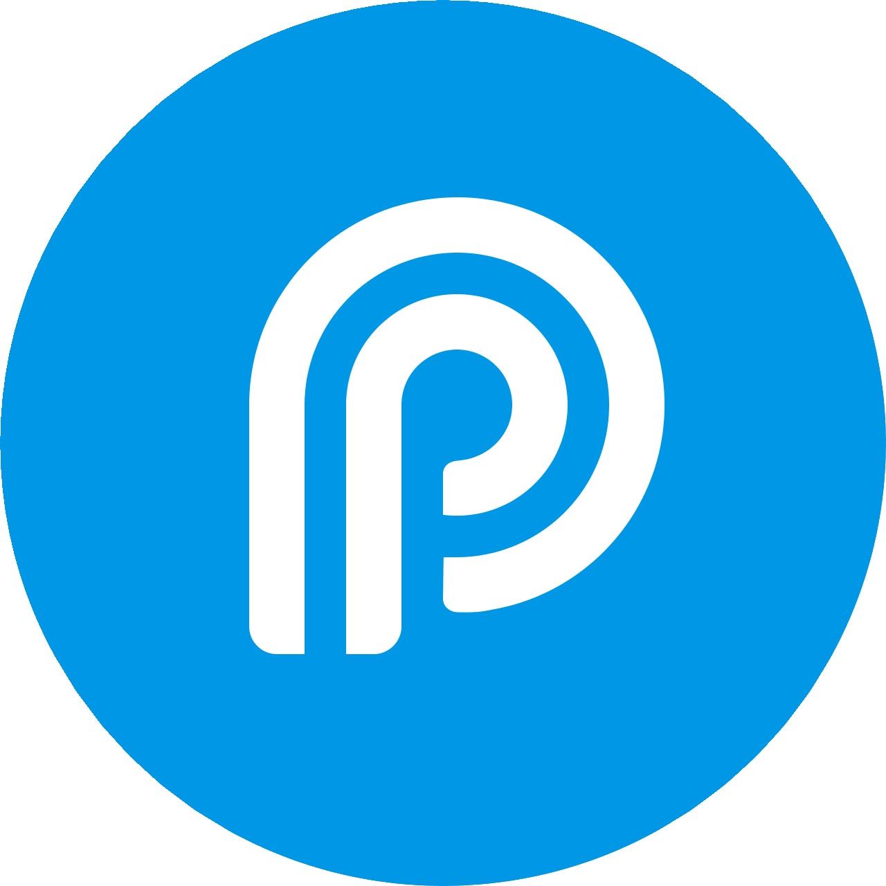 A blue circle with a white letter p inside of it