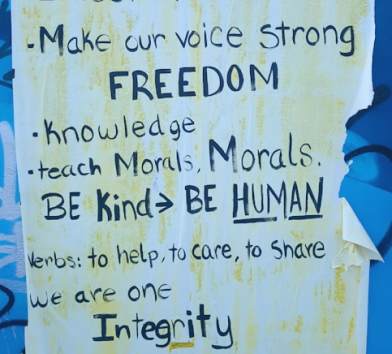 Poster with handwritten texts