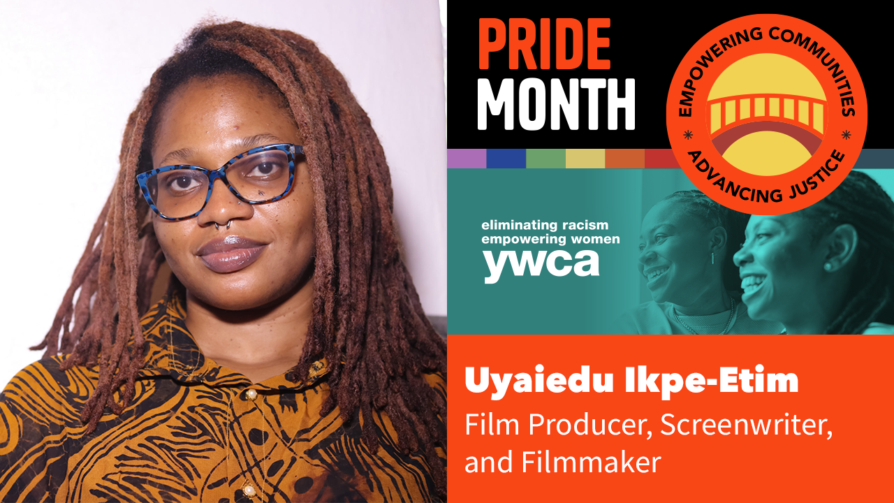 A woman with dreadlocks is featured on a poster for pride month