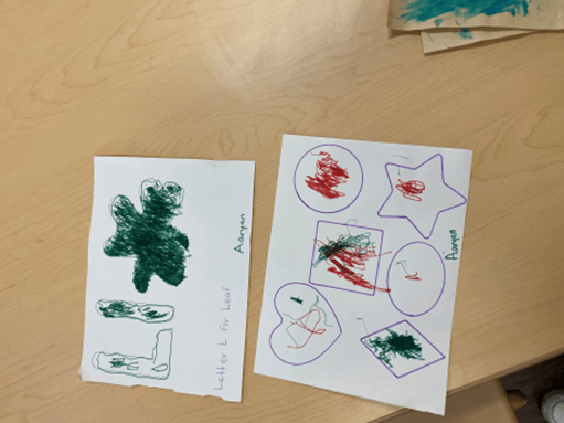 A child 's drawing of a letter l on a piece of paper