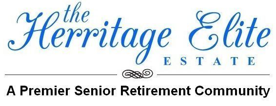 The logo for the hermitage elite estate is a premier senior retirement community.