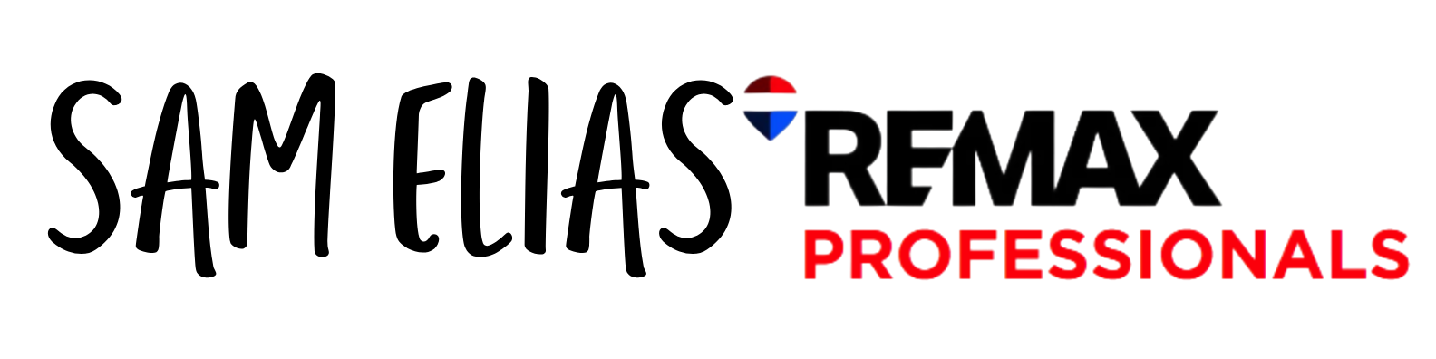 SAM ELIAS REMAX PROFESSIONALS logo in black, red, and blue on a white background