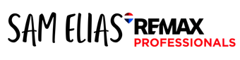 SAM ELIAS REMAX PROFESSIONALS logo in black, red, and blue on a white background