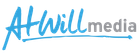 AtWill Media logo in blue and gray script on a white background