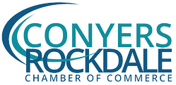 Conyers Rockdale Chamber of Commerce logo in blue and teal
