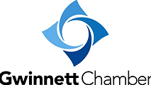 Gwinnett Chamber logo with blue swirl icon and black text