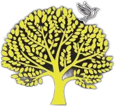A gold laurel wreath on a white background.