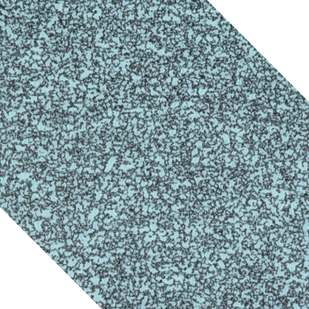 Light blue and black speckled pattern, angled, with white edge.