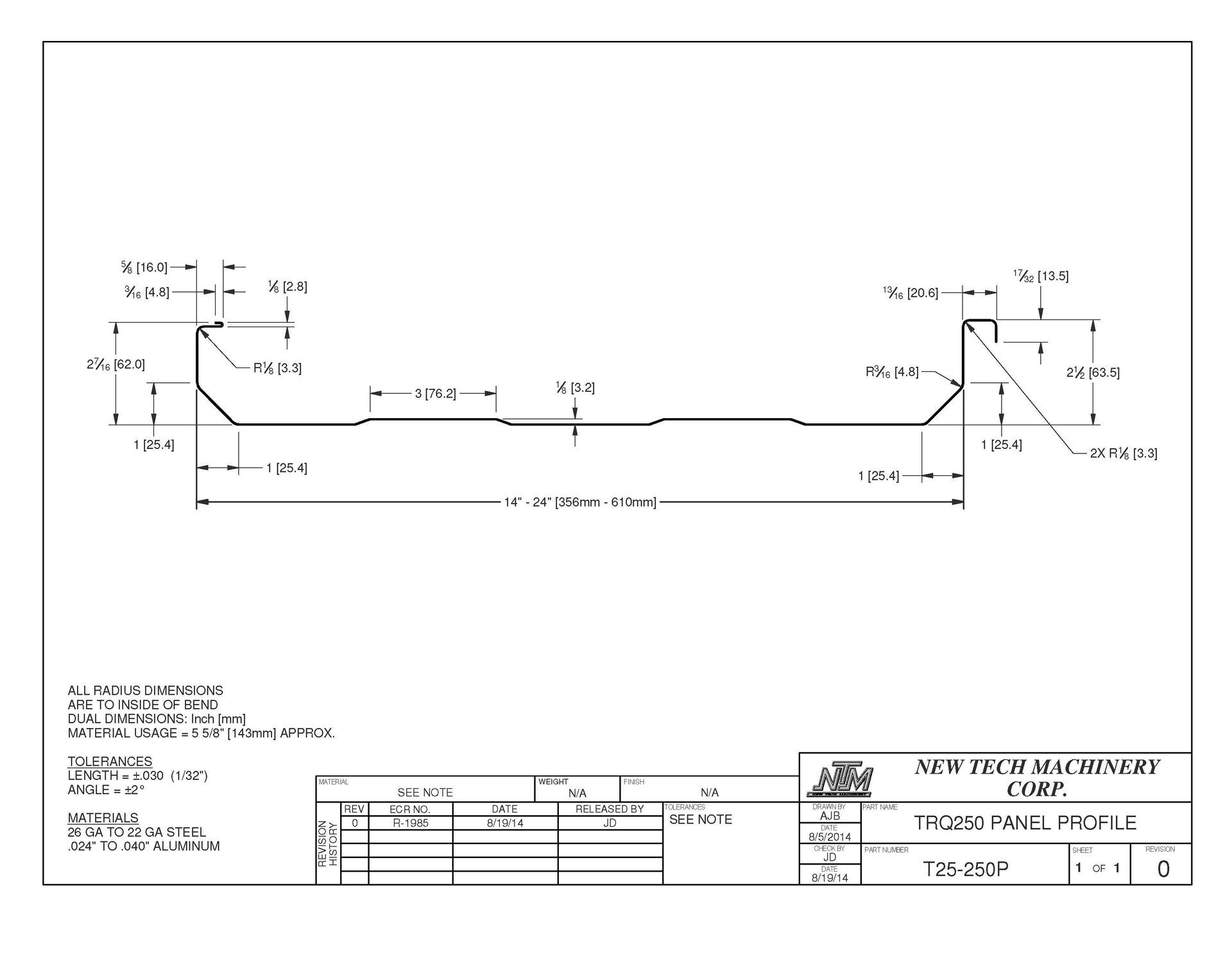 Diagram of a metal channel profile with dimensions and labeling; a technical drawing.