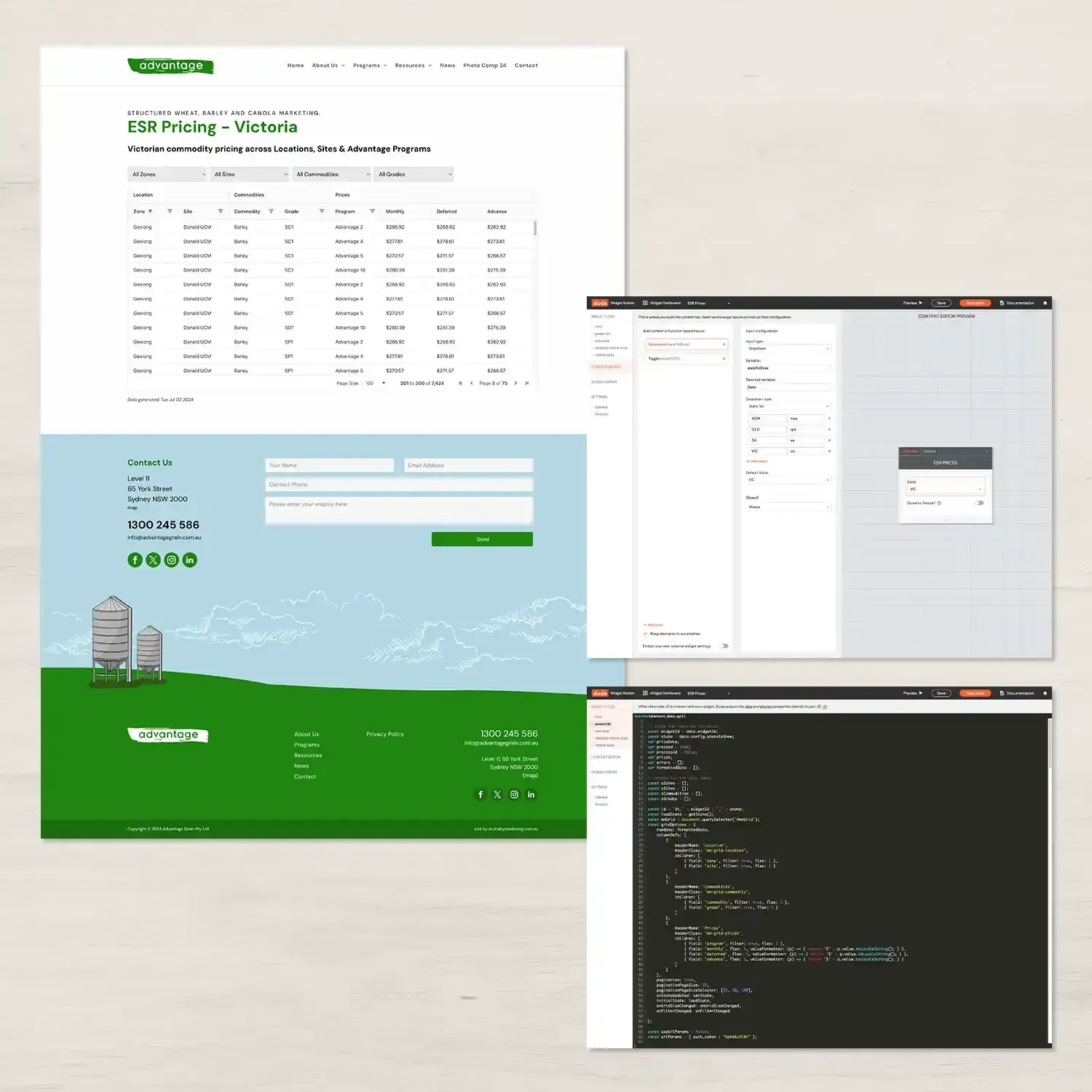 Advantage Grain were looking to bring commodity price data from their internal data sources onto their public website.