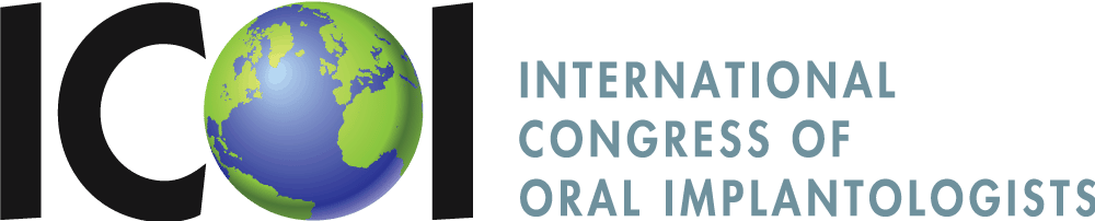 International Congress of Oral Implantologists logo with globe icon and black text on white background