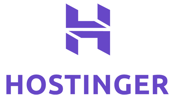 Het Hostinger-logo met een paars geometrisch 