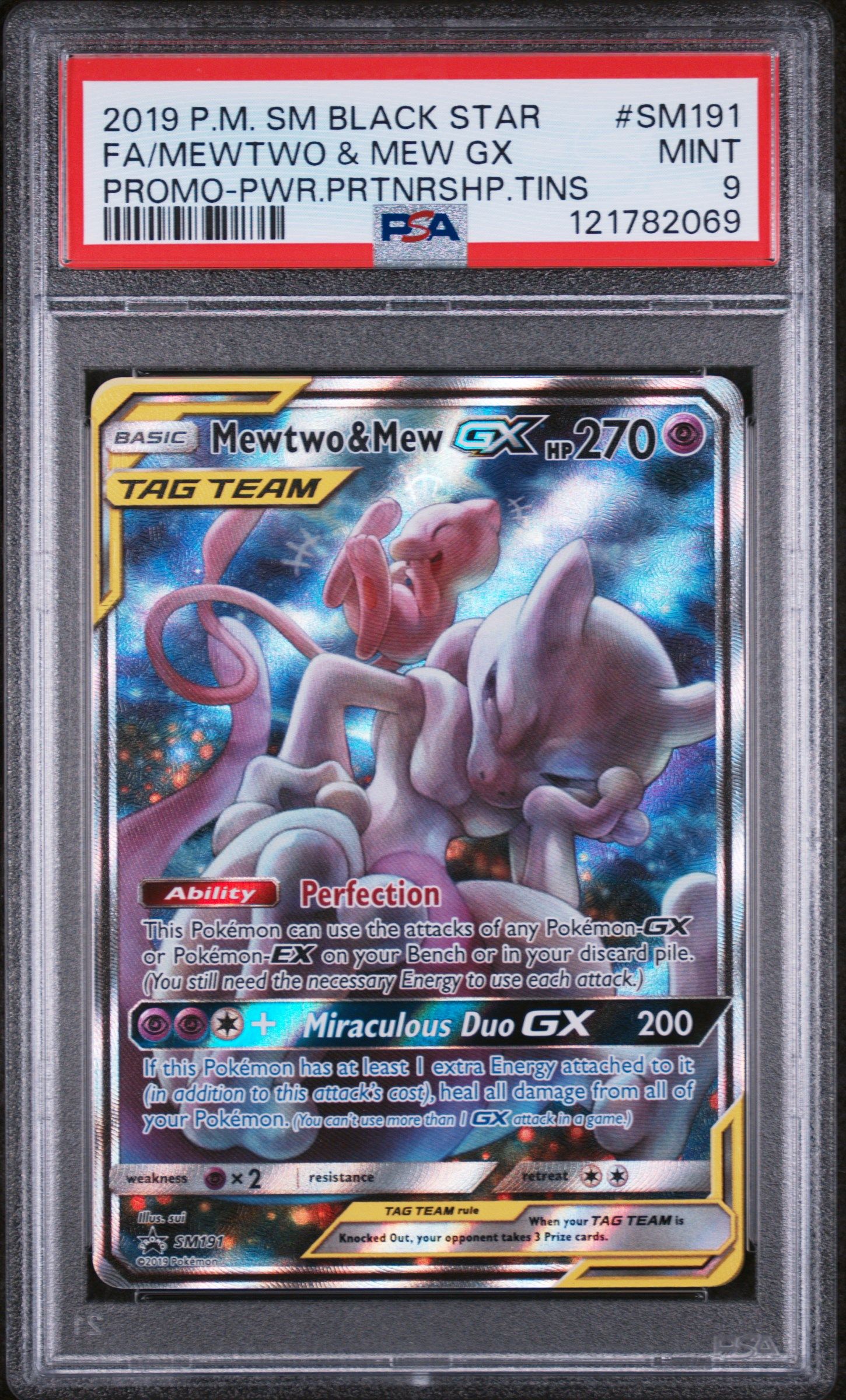 SM191 MEWTWO & MEW GX PSA 9