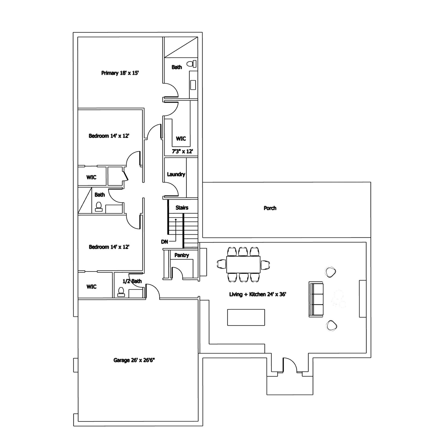 A 3d model of a large house with a chimney on the side.