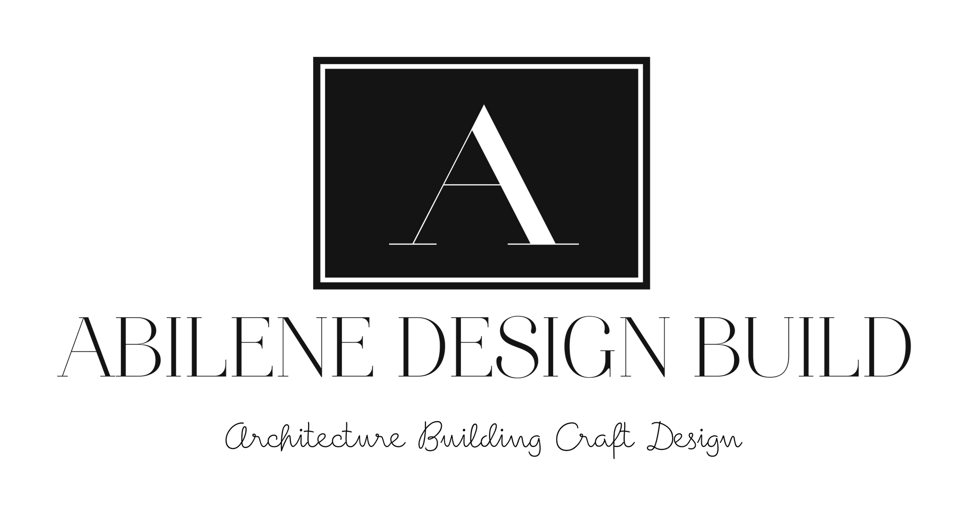 The logo for abilene design build is black and white and says architecture building craft design.