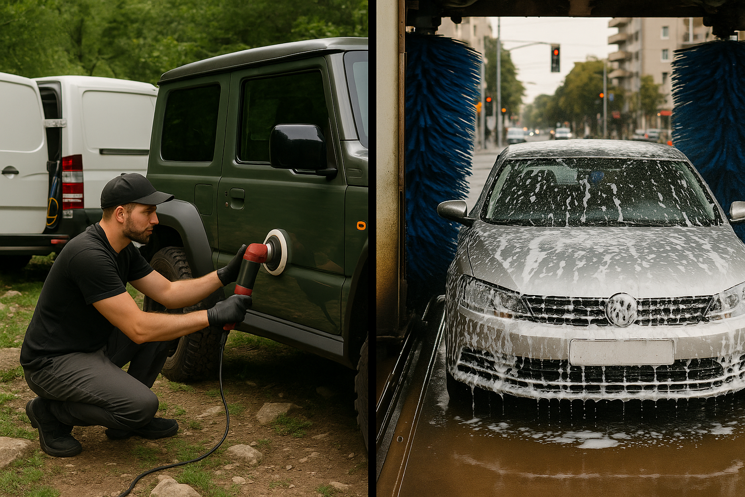 Detailing and cleaning an offroad vehicle after muddy adventure