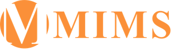 the logo for mims is orange on a white background