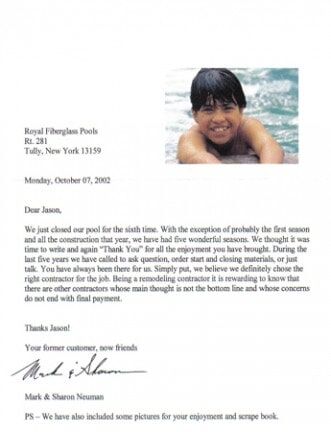 Formal letter with a small photo