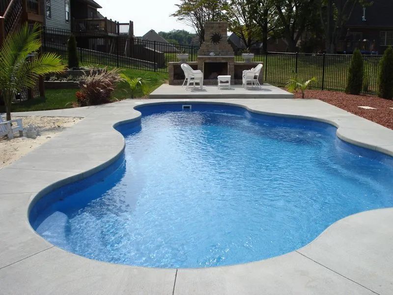 Fenced patio with swimming pool