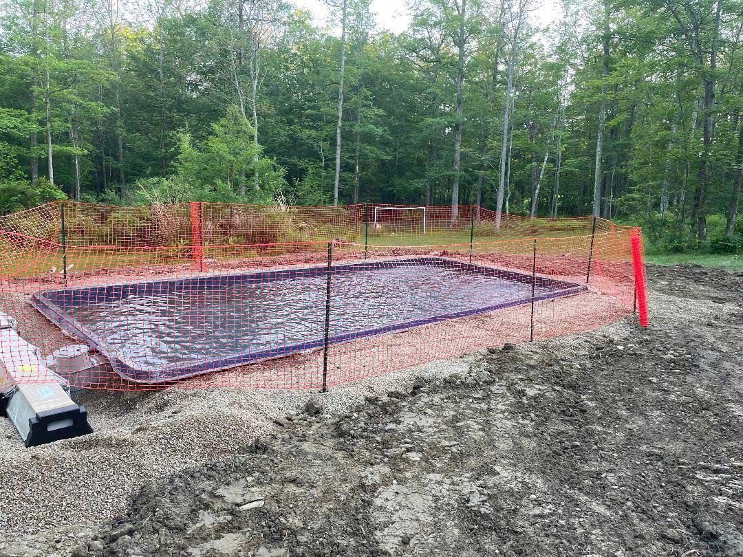 Construction site with a rebar foundation pad
