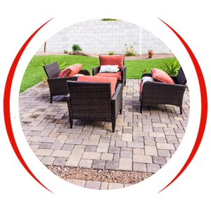patio with chairs