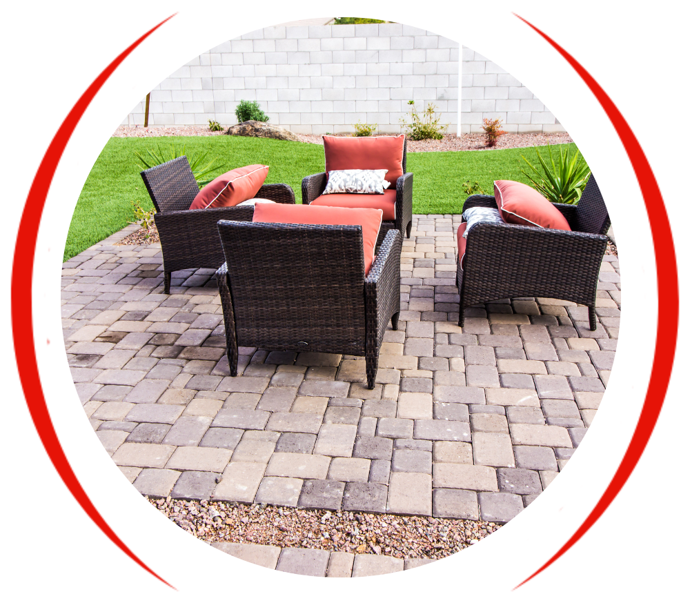 patio with chairs