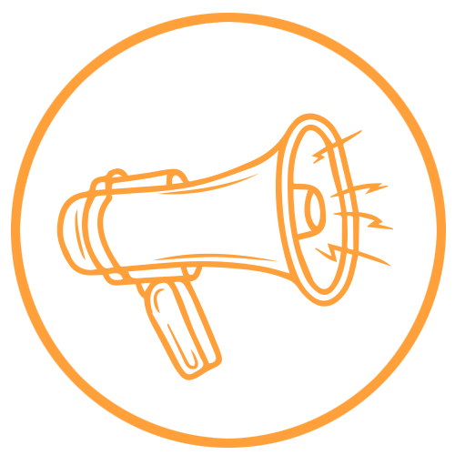 Graphic icon of megaphone
