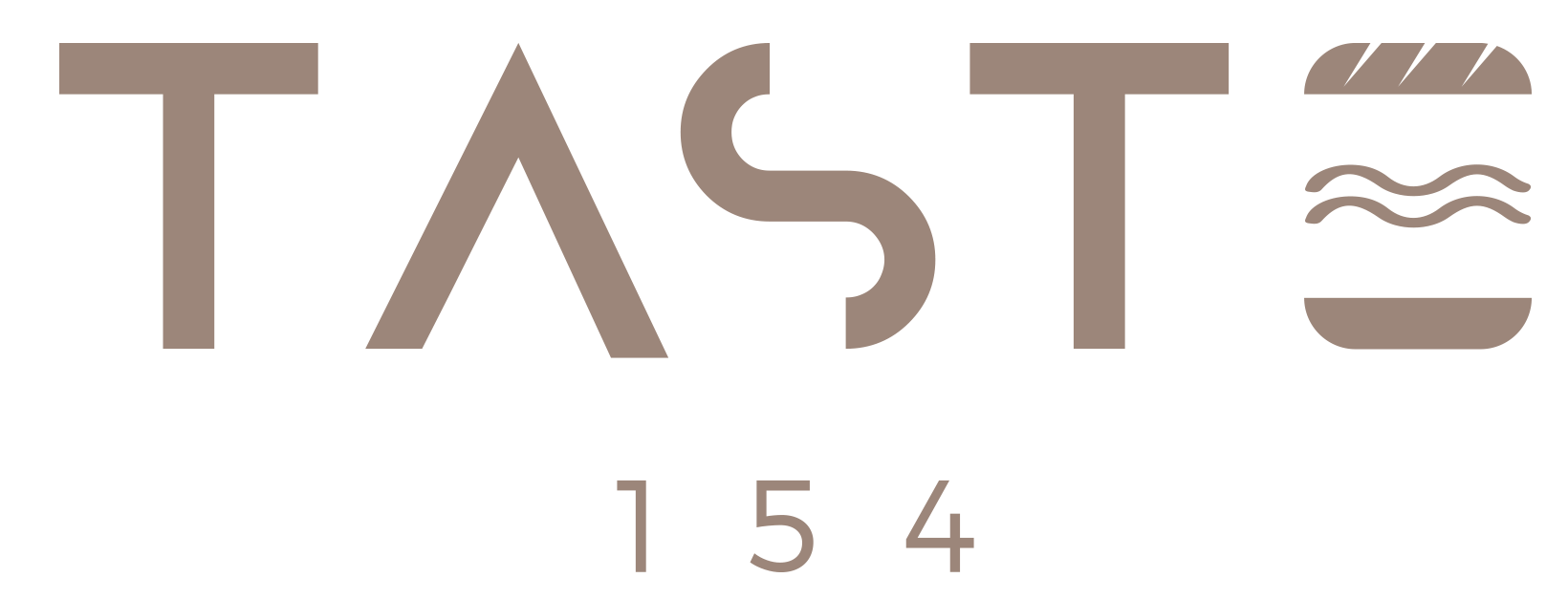 A logo for a restaurant called taste 154.