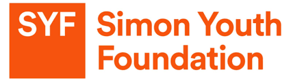Simon Youth Foundation logo with orange “SYF” block and orange text on white background