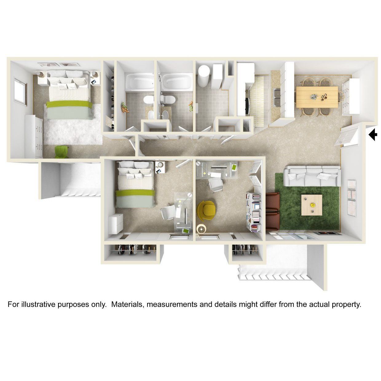 A 3d floor plan of a house with measurements and details.