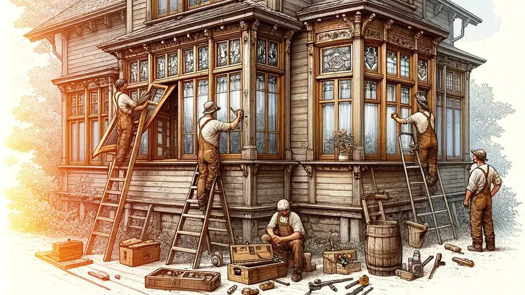 a group of men are working on a house.