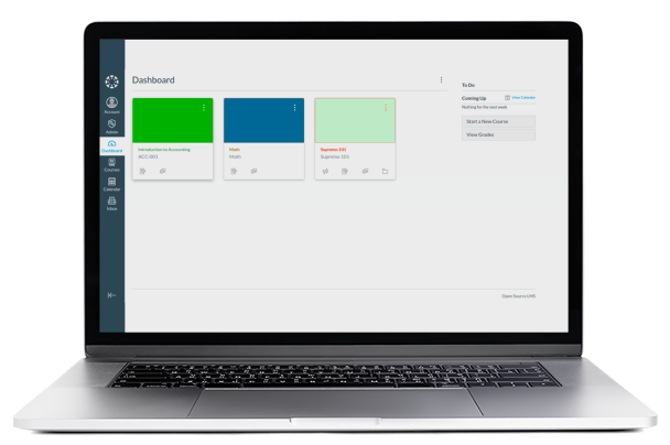 Computador mostrando a plataforma LMS Canvas