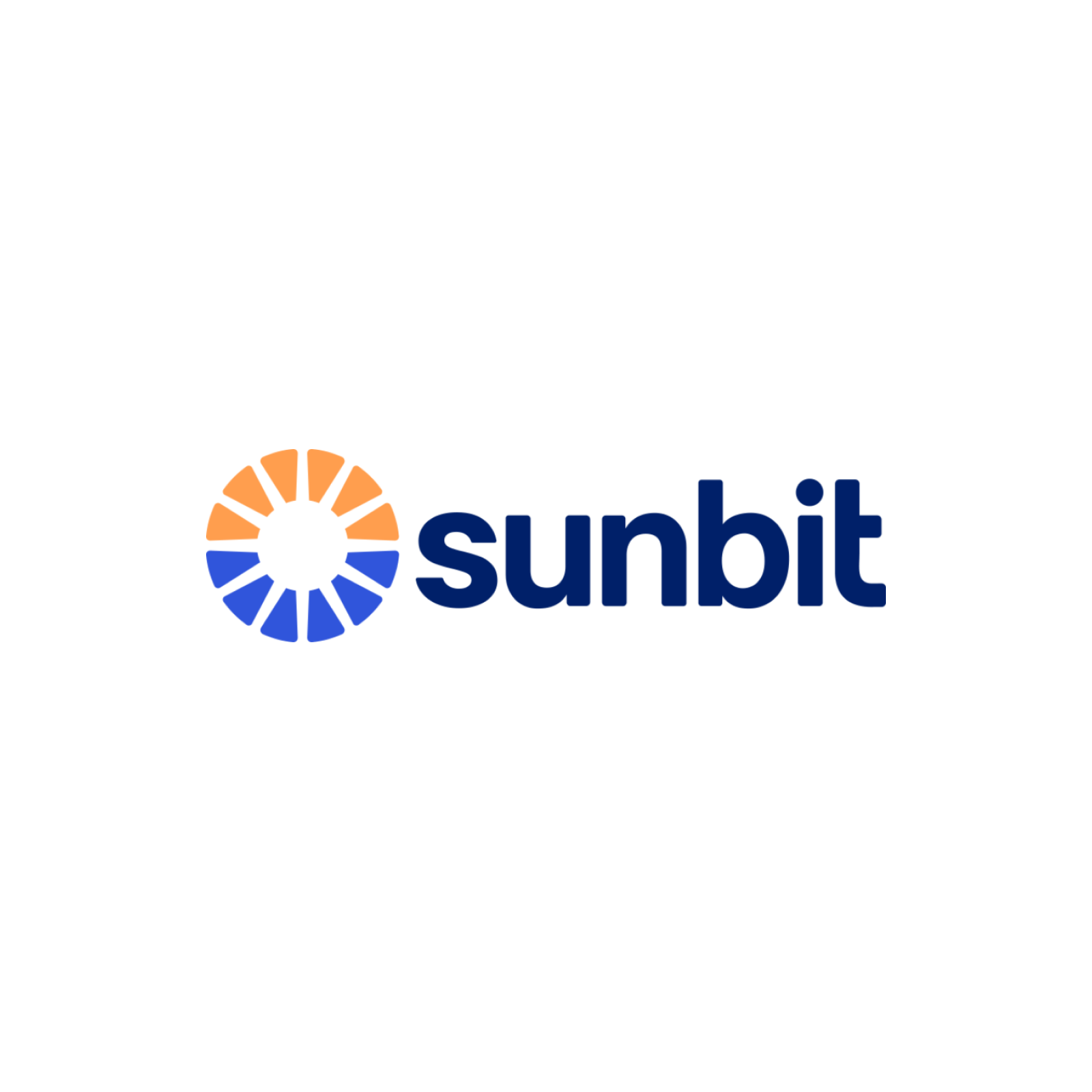 Logo for Sunbit. Sun icon in orange and blue with