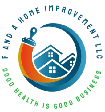 F and A Home Improvement LLC logo with blue and orange house-and-paintbrush design and slogan “Good Health Is Good Business”