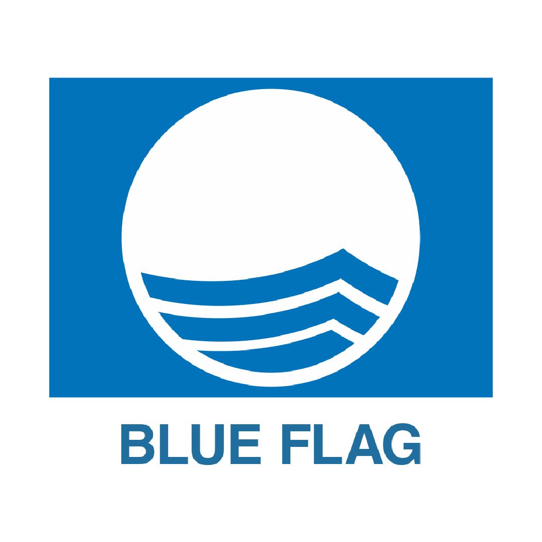 A blue and white logo for the blue flag