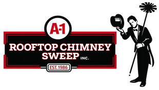 ROOFTOP CHIMNEY SWEEP INC A-1 Rooftop Chimney Sweep logo with a chimney sweep figure and tagline.