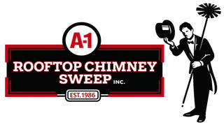 A-1 Rooftop Chimney Sweep logo with a chimney sweep figure and tagline.