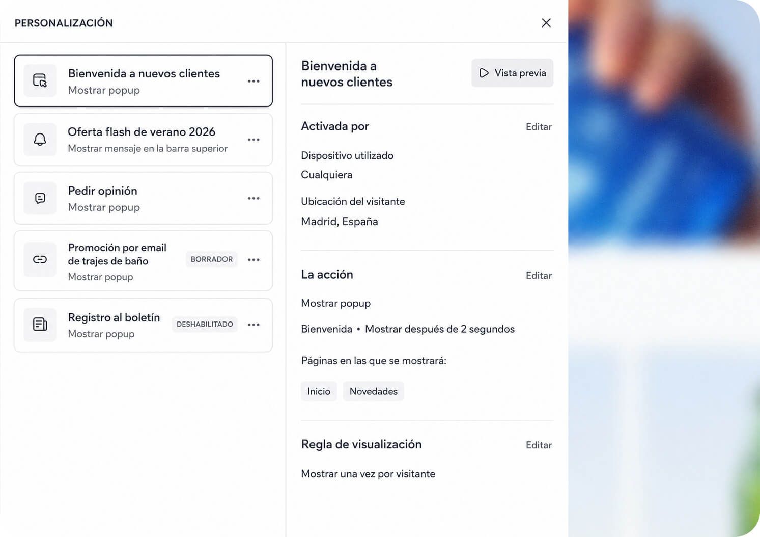 Panel de control del curso de español con la lista de lecciones a la izquierda y los detalles de la actividad a la derecha.