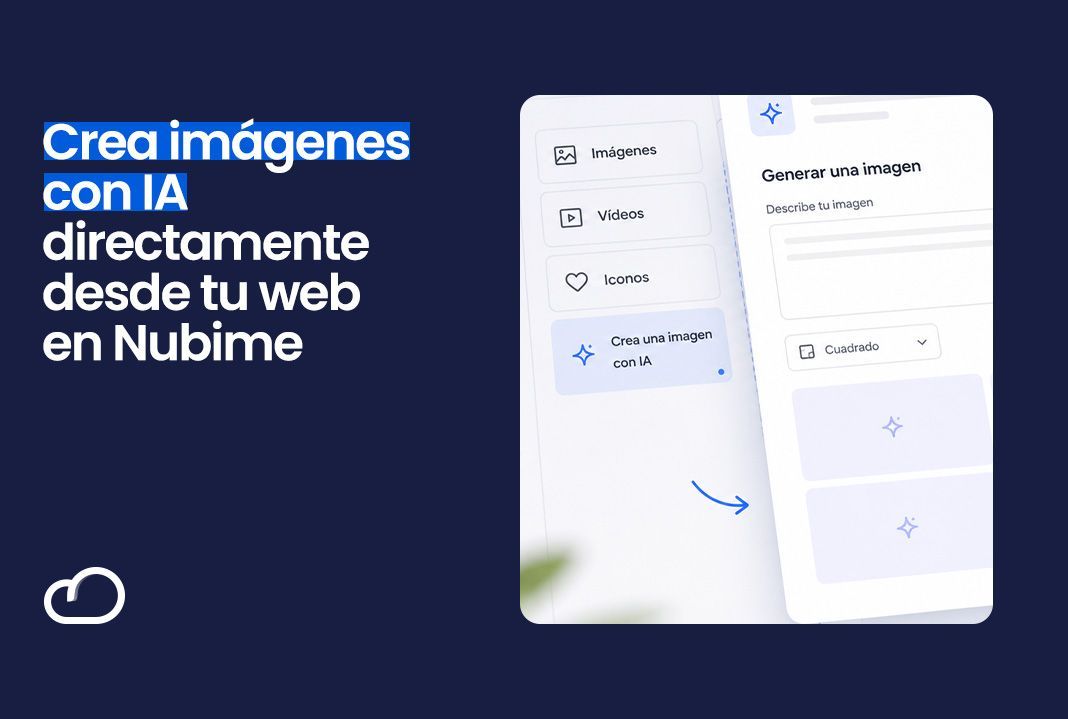 Creador de imágenes con IA en nube, con interfaz web azul y panel de edición en pantalla