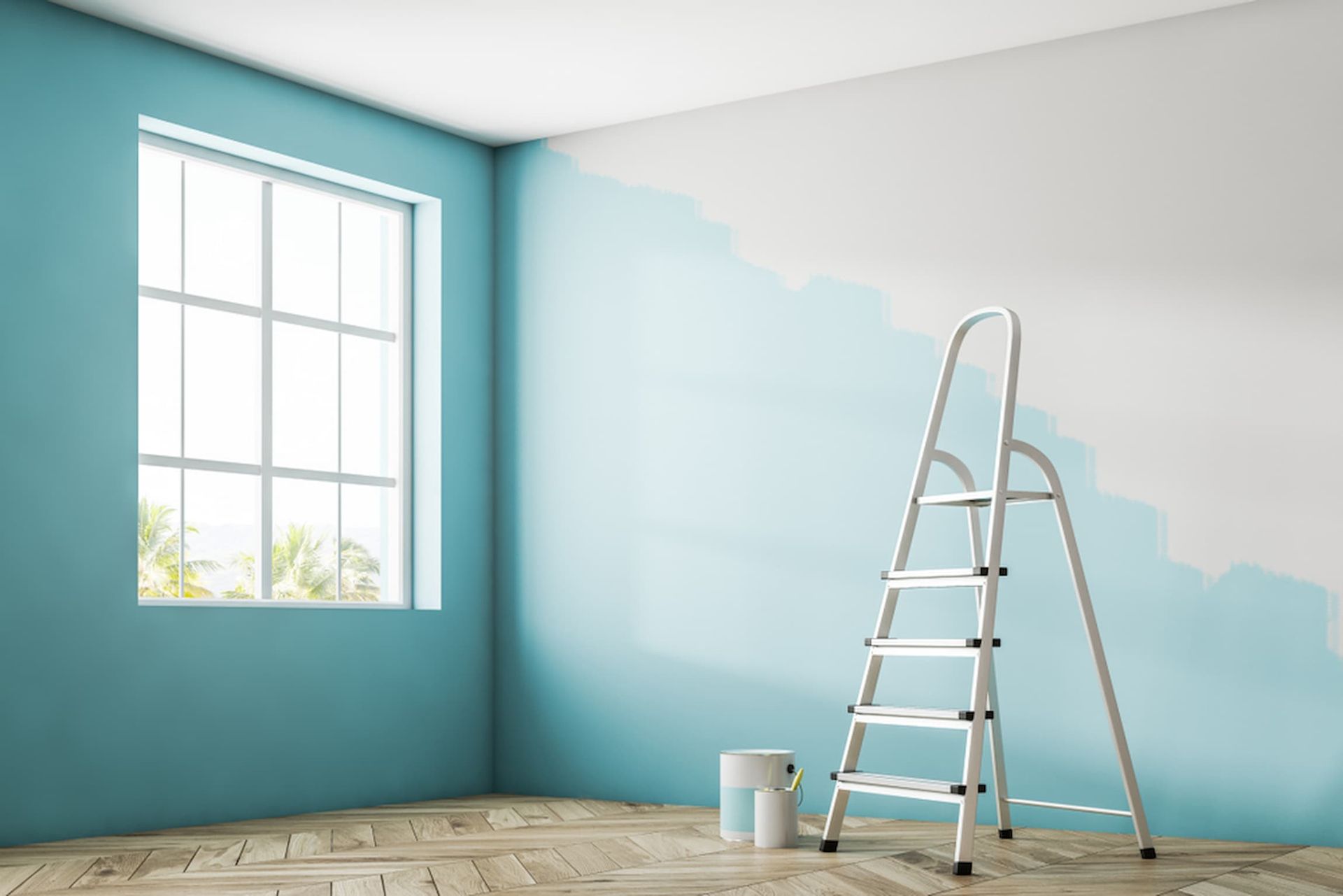 An Empty Room with Blue Walls and A Ladder — A Brush With Colour in Urraween, QLD