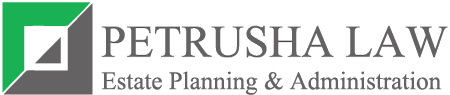The logo for petrusha law estate planning and administration