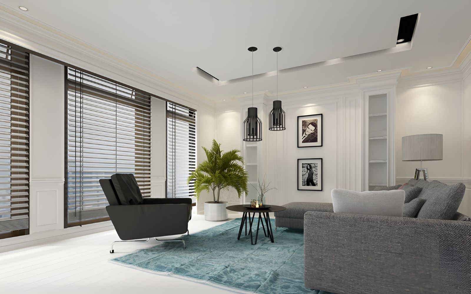 A Living Room With a Couch, Chair, Table and Window Blinds โ Homestead Blinds in Wodonga, VIC