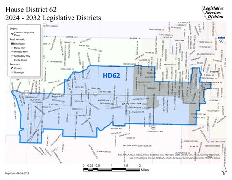 Map of House District 62 and surrounding New York legislative districts, highlighted in blue.