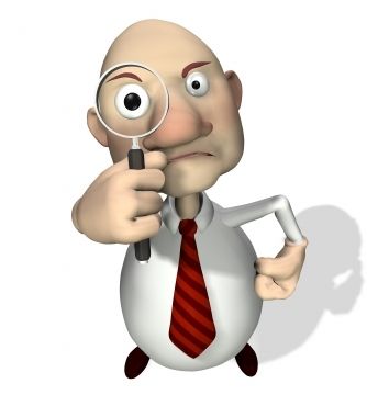 A graphic image of a person holding up a magnifying mirror at you.