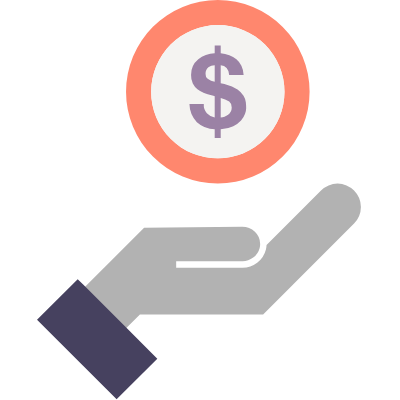 Graphic of a cupped hand and a $ sign inside the cupped hand.